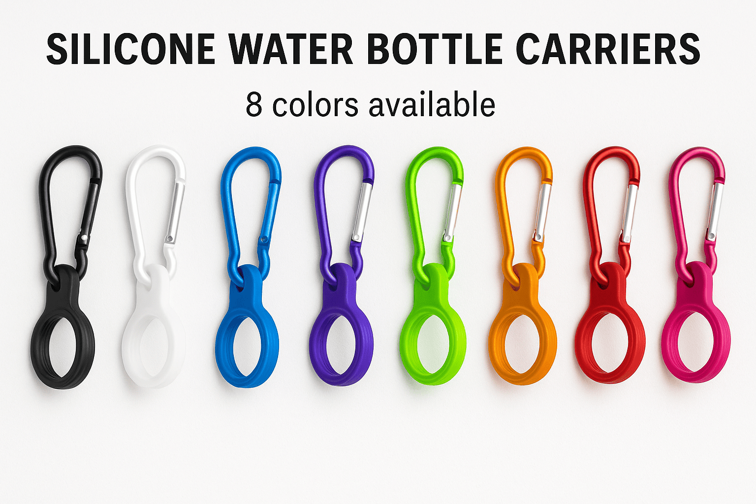 Garden Hues Silicone Water Bottle Clip Holder with Carabiner – 8 Colours - Image 2