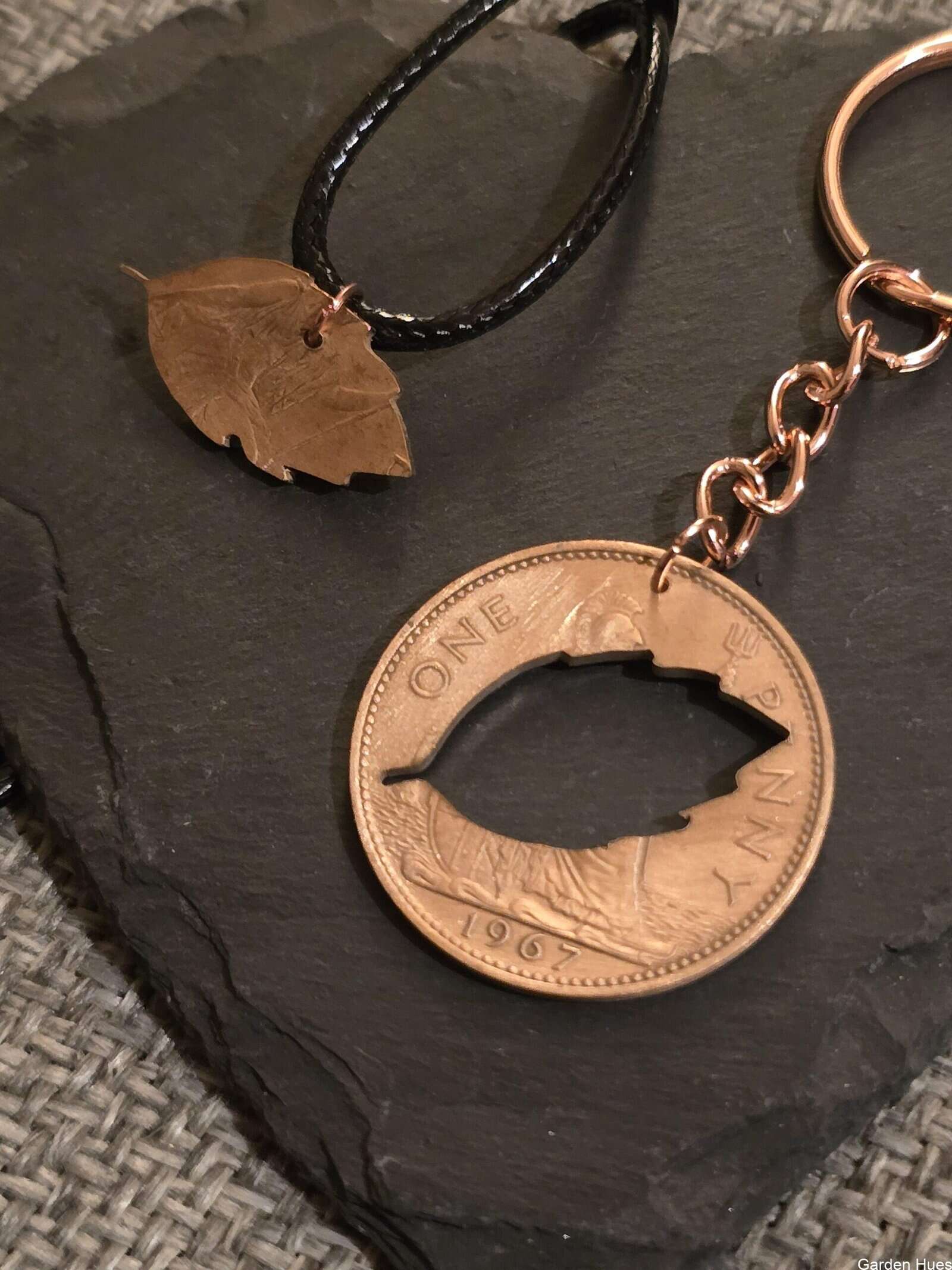 Pre-Decimal 1p Coin Jewellery & Keyrings "Leaf" - Image 3