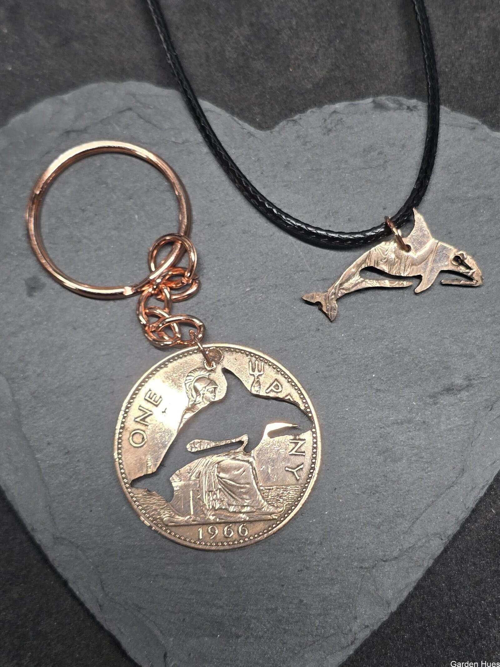 Pre-Decimal 1p Coin Jewellery & Keyrings "Killer whale" - Image 3
