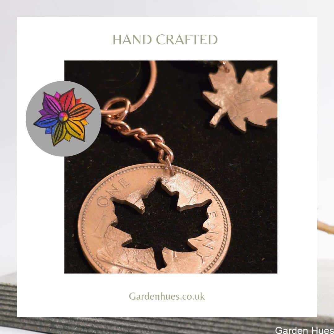 Pre-Decimal 1p Coin Jewellery & Keyrings "Maple leaf"