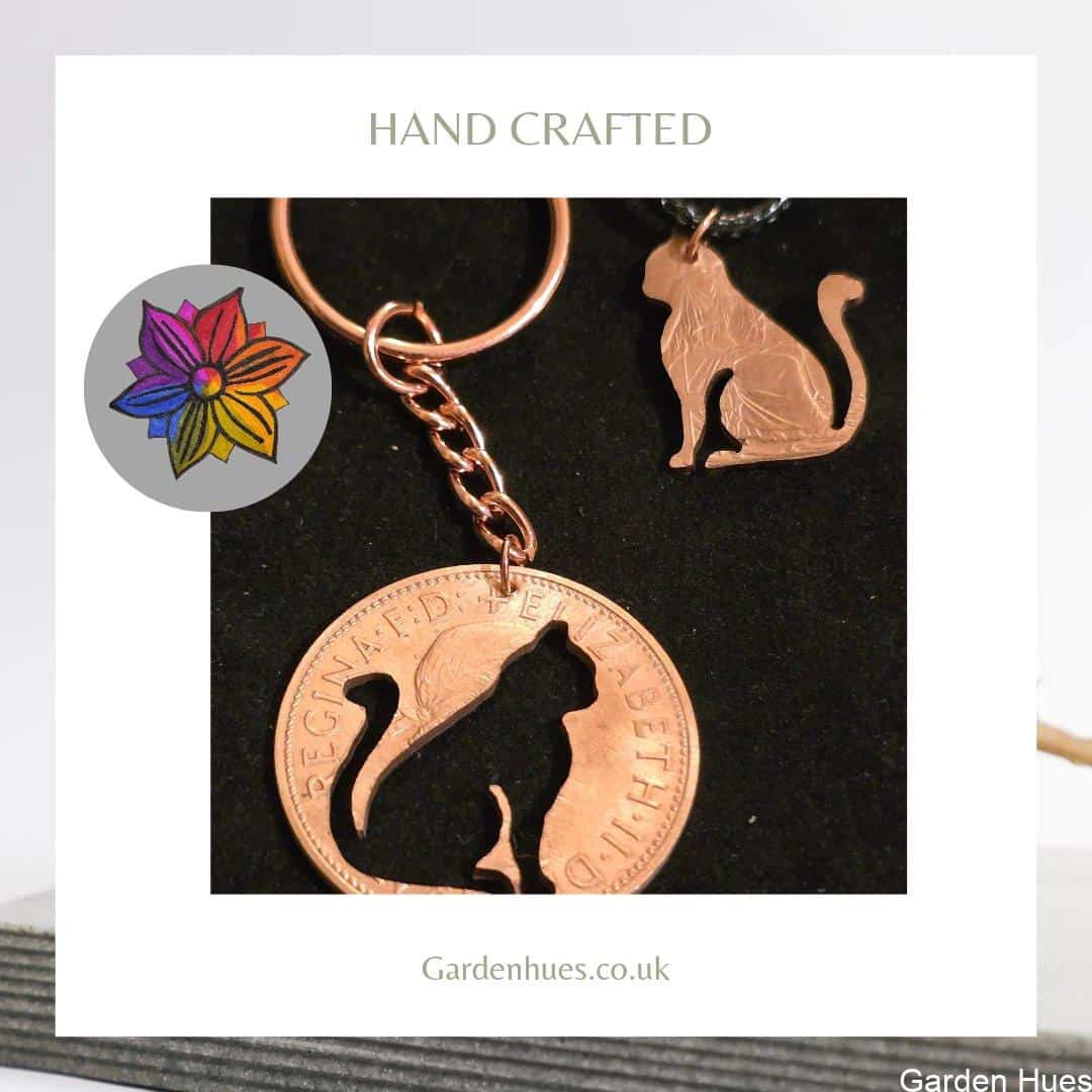 Pre-Decimal 1p Coin Jewellery & Keyrings "Cat"