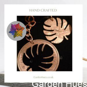 Pre-Decimal 1p Coin Jewellery & Keyring "monstera swiss cheese plant"