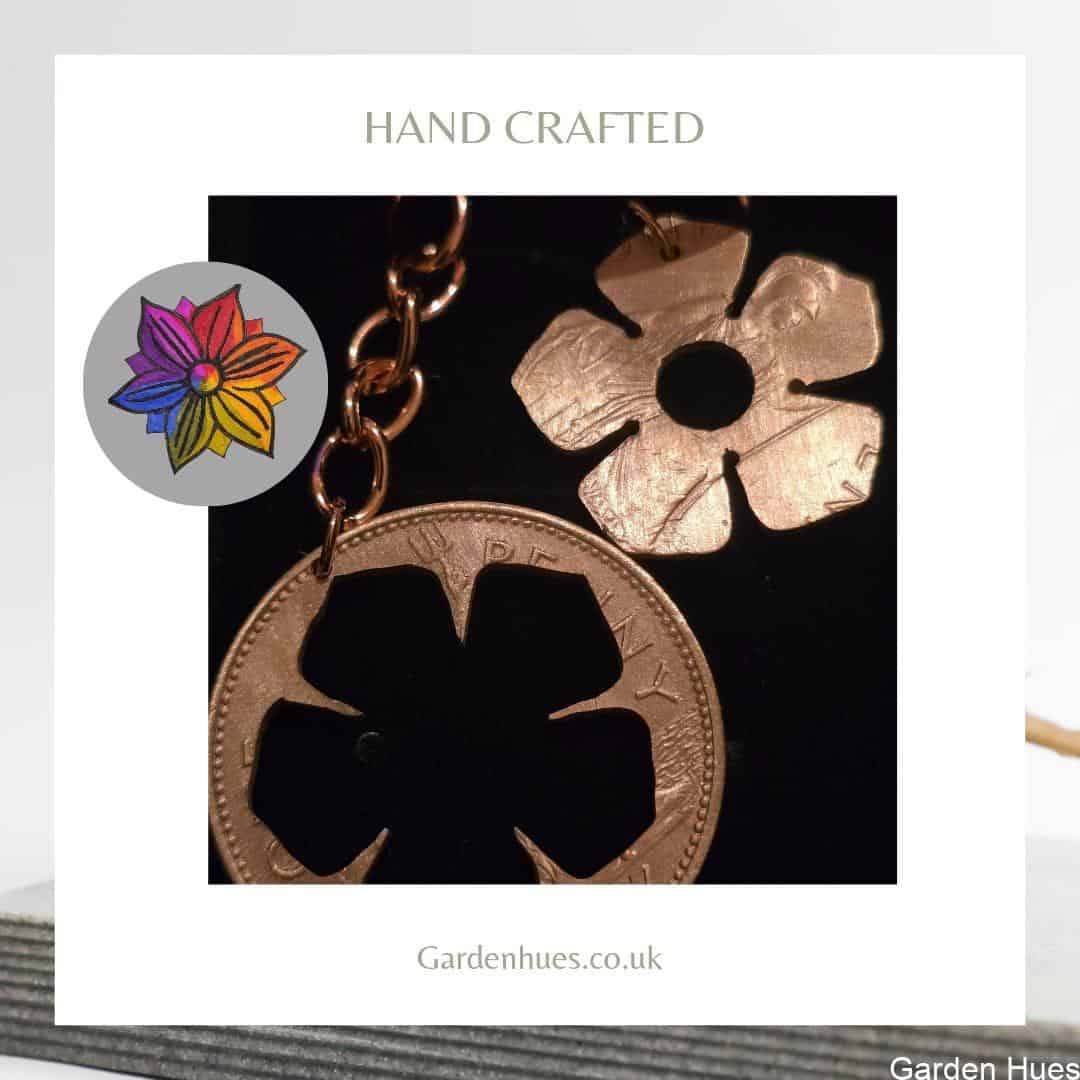 Pre-Decimal 1p Coin Jewellery & Keyring "Flower"