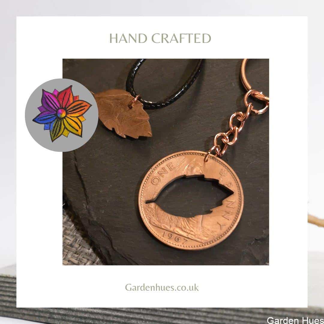 Pre-Decimal 1p Coin Jewellery & Keyrings "Leaf"