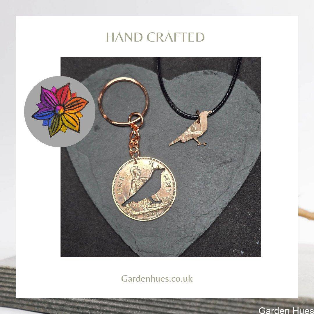 Pre-Decimal 1p Coin Jewellery & Keyrings "Bird"
